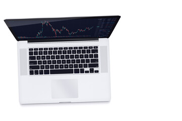 Fototapeta na wymiar Financial stock market graph on the computer screen on white background. Stock Exchange.