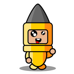 vector cartoon character cute gun bullet doodle mascot costume with crazy expression