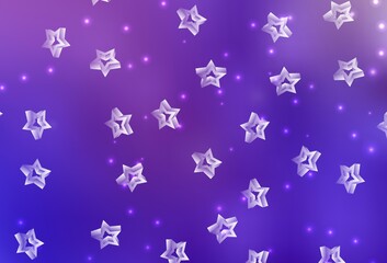 Light Purple, Pink vector texture with beautiful stars.