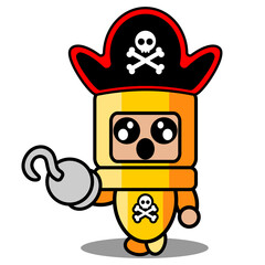 vector cartoon character mascot costume doodle gun bullet cute one-handed pirate hat