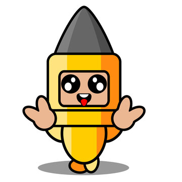 vector cartoon character mascot costume doodle cute two-handed peace gun bullet