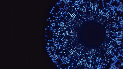 3D Rendering of abstract digital circle dots with depth of field effect. For technology, hi tech product, crypto currency background