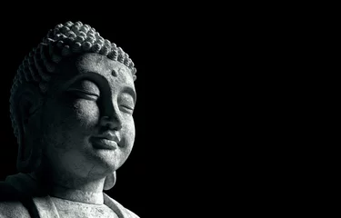 Rollo 3D-Rendering von chinesischen Stein Bodhisattva im dunklen Hintergrund Chinesischer Gott © jeffery