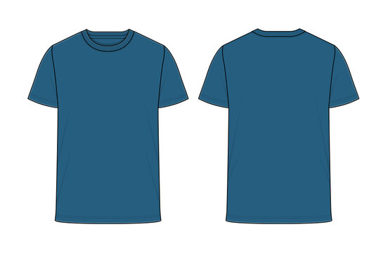 Short sleeve Round neck Vector T-shirt Artwork for Tech-pack [ Color: Atlantic Blue ]