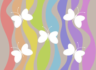 butterfly abstraction pattern rainbow fashion print invitation