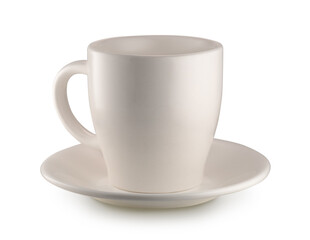 beige cup isolated on a white background.