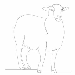 single continuous line drawing of a sheep