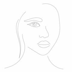 one continuous line drawing portrait girl