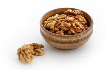 fresh and organic walnuts on plate