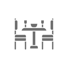 Vector kitchen table and chairs grey icon.
