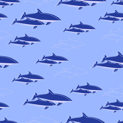 dolphin pattern in blue and purple tones