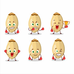 A sporty pine nuts boxing athlete cartoon mascot design