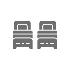 Two single beds grey icon. Isolated on white background