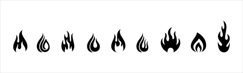 Fire flame vector icon set. Fire blaze simple flat icons set. Vector stock graphic design