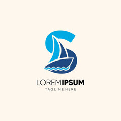 Letter S Sailor Boat Logo Design Vector Icon Graphic Emblem Illustration Background Template