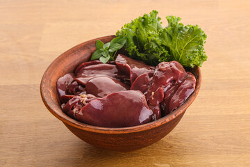 Raw chicken liver in the bowl