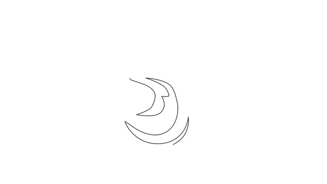 Animated self drawing of one continuous line draw cute fox business logo icon. Multinational company identity concept. Full length single line animation illustration.