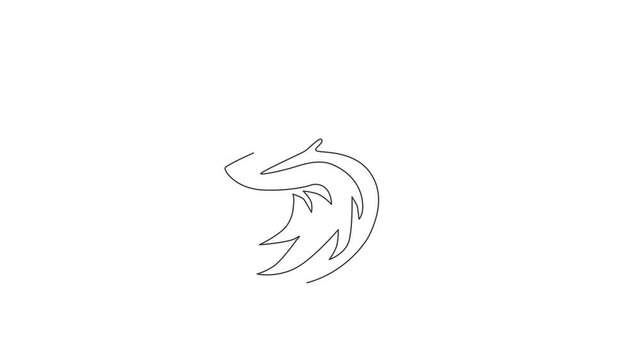 Animated self drawing of single continuous line drawing of cute fox corporate logo identity. Mammals zoo animal icon concept. Full length one line animation illustration.
