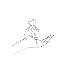 Fototapeta na wymiar continuous line drawing money bag illustration vector isolated
