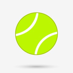 Tennis ball icon with shadow. Vector illustration.