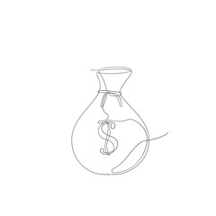 continuous line drawing money bag illustration vector isolated