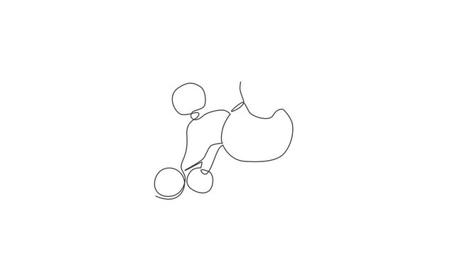 Animation of one single line drawing of simple cute poodle puppy dog icon. Pet shop logo emblem vector concept. Continuous line self draw animated illustration. Full length motion.
