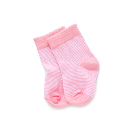 Baby socks on white background
