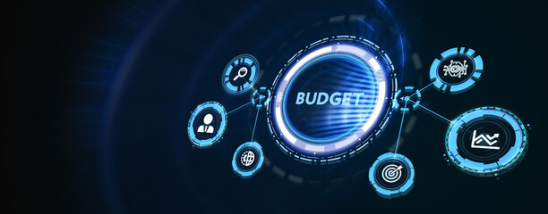 Budget planning business finance concept on virtual screen interface. Business, technology, internet and networking concept. 3d illustration