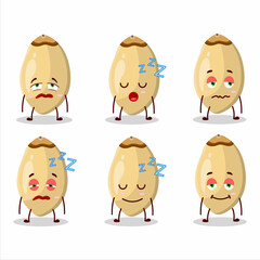 Cartoon character of pine nuts with sleepy expression