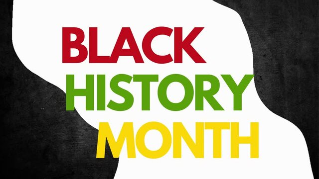 black history month animation text motion graphics over black background 4k footage