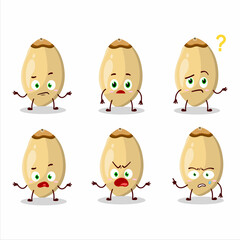 Cartoon character of pine nuts with what expression