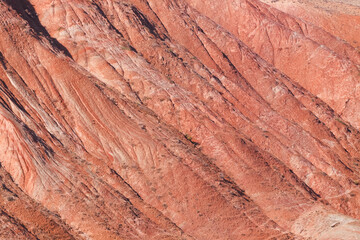 Mountains with red stripes. Khizi region. Azerbaijan.