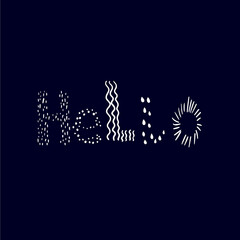 Text Hello is made white texture on black background