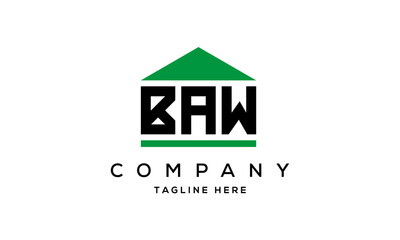 BAW three letters house for real estate logo design