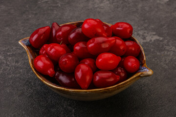 Sweet and ripe cornel berries