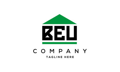 BEU three letters house for real estate logo design
