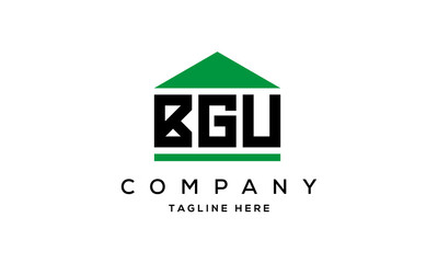 BGU three letters house for real estate logo design