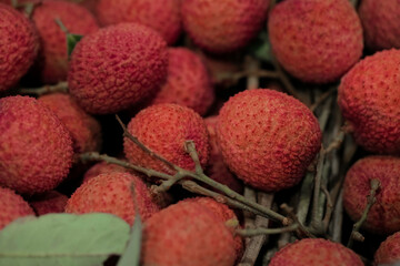 Closeup fresh Lychee fruit (Litchi chinensis Sonn), Thai fruit Linchee  background.