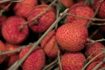 Closeup Lychee fruit (Litchi chinensis Sonn), Thai fruit Linchee  background.