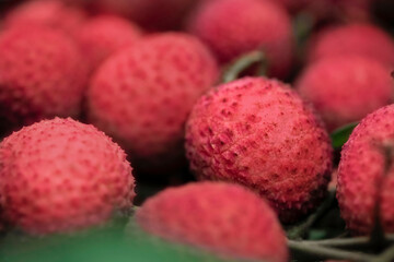 Closeup fresh Lychee fruit (Litchi chinensis Sonn), Thai fruit Linchee  background.