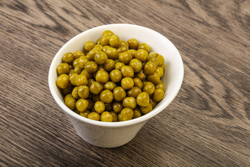 Marinated green pea in the bowl