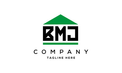BMJ three letters house for real estate logo design