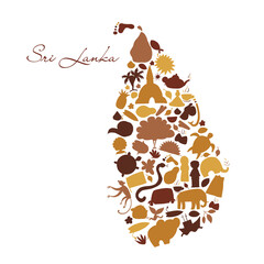Sri Lanka travel, art map. Tribal elements for your design