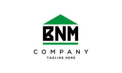 BNM three letters house for real estate logo design