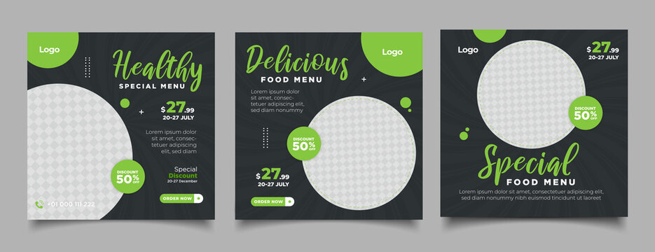 Food menu and restaurant social media banner template