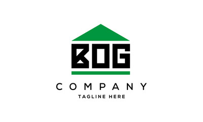 BOG three letters house for real estate logo design