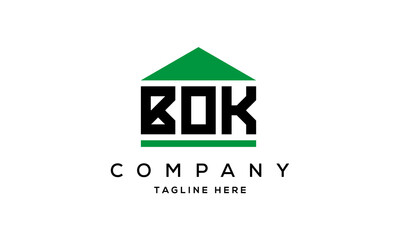 BOK three letters house for real estate logo design