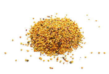 Heap of bee pollen on white background