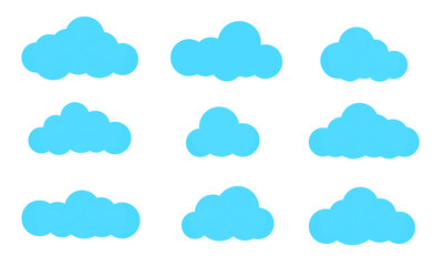 Cloud. Abstract blue cloudy set isolated on white background. Vector illustration.