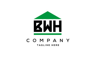 BWH three letters house for real estate logo design